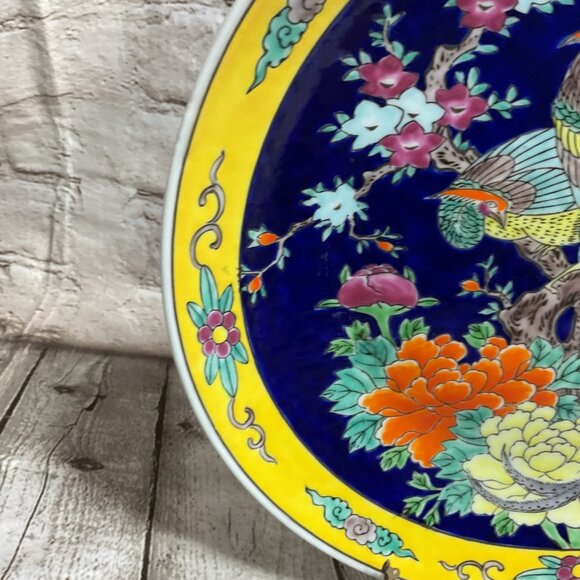 Vintage Yamatoku Japanese Porcelain Decorative Plate Platter Charger 12" Meiji - Picture 5 of 6